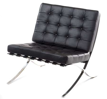Armchair with footrest BA1 natural leather black