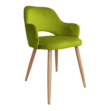 Olive upholstered chair STAR BL-75 material with an oak leg
