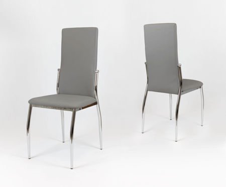 SK DESIGN KS004 GREY Synthetic lether chair with chrome rack