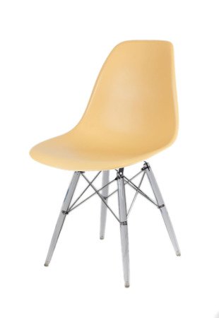 SK Design KR012 Sand Beige Chair, Clear legs