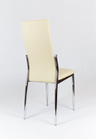 SK Design KS004 Cream Synthetic leather chair with chrome rack