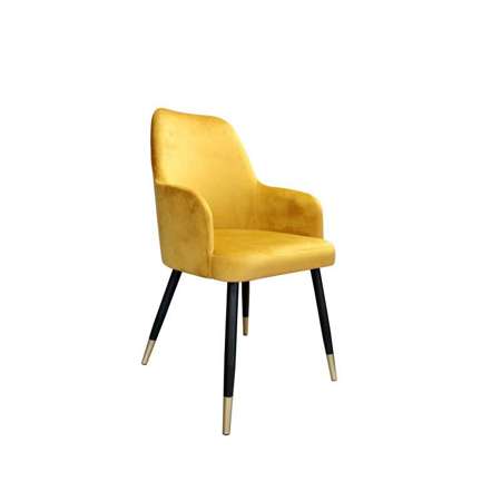 Yellow upholstered PEGAZ chair material MG-15 with golden leg