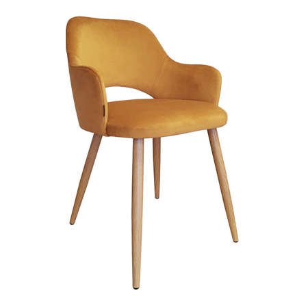 Yellow upholstered STAR chair MG-15 material with oak leg