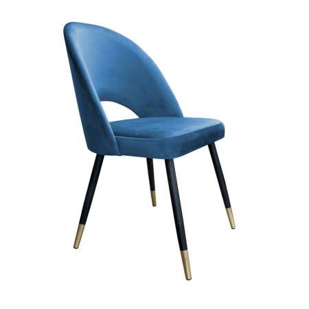 Blau gepolsterter Stuhl LUNA Material MG-33 mit goldenem Bein