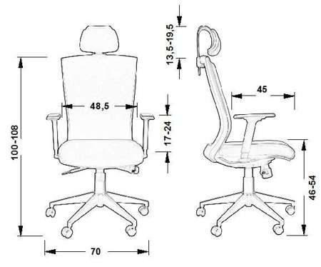Fotel obrotowy biurowy z mechanizmem synchronicznym, zagłówkiem i regulowanymi podłokietnikami - BORA ZIELONY