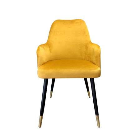 Gelb gepolsterter Stuhl PEGAZ Material MG-15 mit goldenen Bein