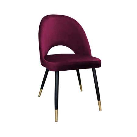 Gepolsterter LUNA-Stuhl aus burgunderfarbenen MG-02-Material mit goldenem Bein