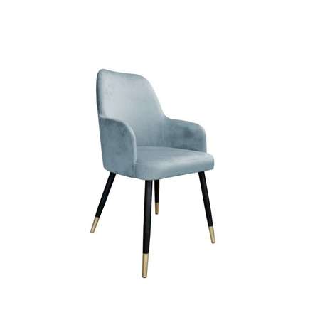 Grau-blau gepolsterter Stuhl PEGAZ Material BL-06 mit goldenen Bein