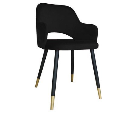 Czarne tapicerowane krzesło STAR materiał MG-19 ze złotą nogą