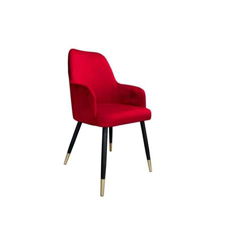 Czerwone tapicerowane krzesło PEGAZ materiał MG-31 ze złotą nóżką