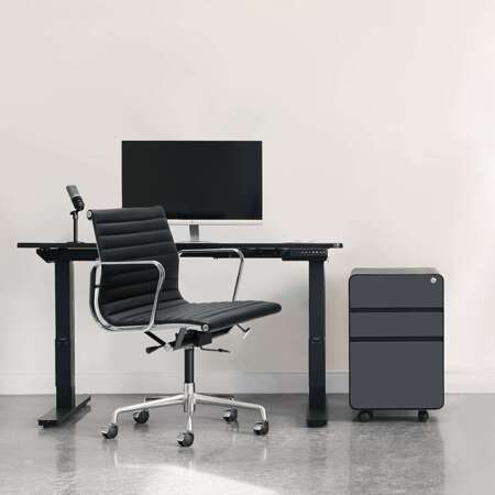 Fotel biurowy CH1171T czarna skóra,chrom