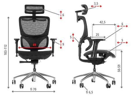 Fotel biurowy obrotowy ergonomiczny NUBES siatka/aluminium
