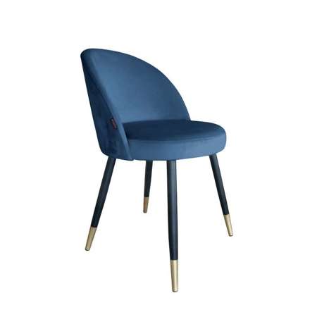 Niebieskie tapicerowane krzesło CENTAUR materiał MG-33 ze złotą nogą