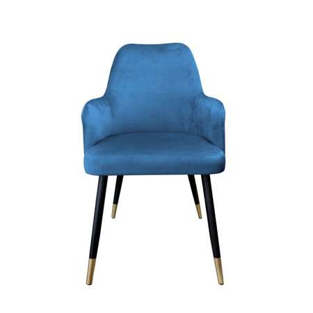 Niebieskie tapicerowane krzesło PEGAZ materiał MG-33 ze złotą nóżką