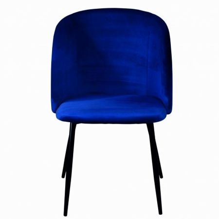 Niebieskie tapicerowane krzesło fotel GLORIA nogi czarne