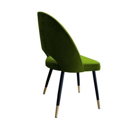 Oliwkowe tapicerowane krzesło LUNA materiał BL-75 ze złotą nóżką