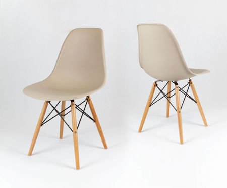 SK Design KR012 Beżowe Krzesło - Nogi Buk