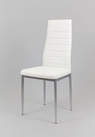 SK Design KS001 Białe Krzesło z Eko-skóry, Szare nogi