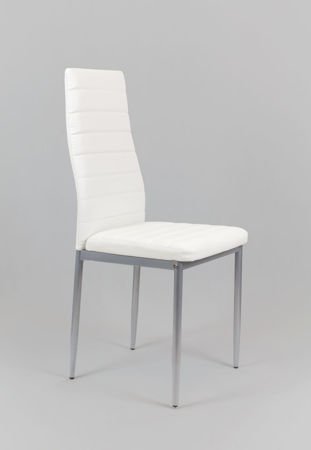 SK Design KS001 Białe Krzesło z Eko-skóry, Szare nogi