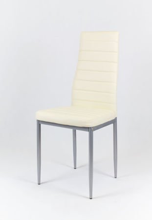 SK Design KS001 Kremowe Krzesło z Eko-skóry, Szare nogi