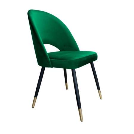 Zielone tapicerowane krzesło LUNA materiał MG-25 ze złotą nóżką