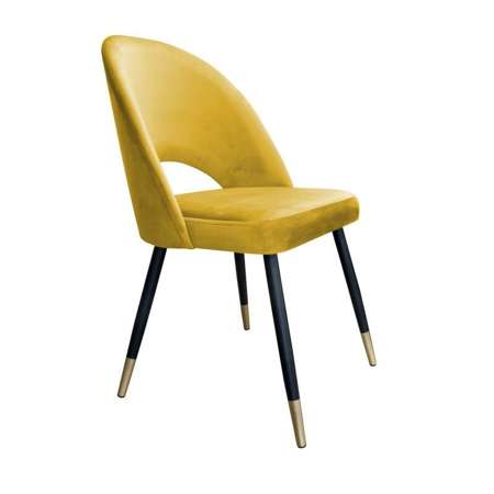 Żółte tapicerowane krzesło LUNA materiał MG-15 ze złotą nóżką