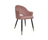 Różowe tapicerowane krzesło DIUNA materiał MG-58 koralowe ze złotymi nóżkami